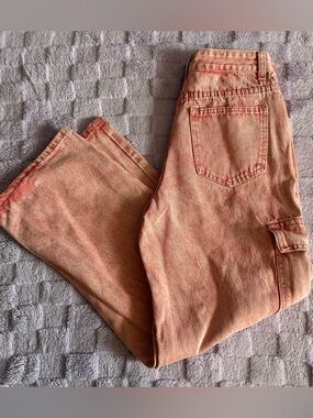 Coral Colored Mineral Washed cargo pants Size Small